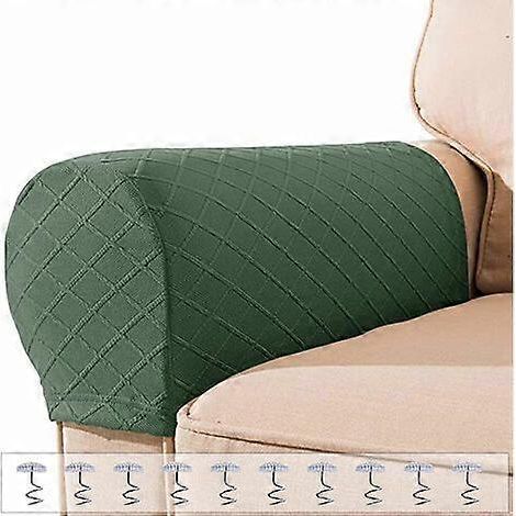 Housses élastiques pour accoudoirs de canapé, en tissu jacquard extensible, antidérapantes, amovibles et lavables, lot de 2, compatibles avec les accoudoirs de 18 à 21 pouces de long. (1/5)