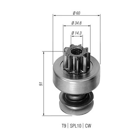 Pignon, démarreur Magneti Marelli 940113020204 79033659 9817920 9959572
