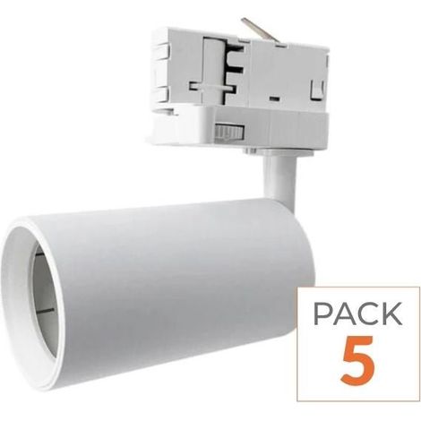 Spot LED sur Rail 80° Triphasé BLANC pour Ampoule GU10 (Pack de