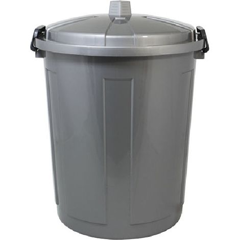 Bidone con coperchio chiuso grande 50 Lt antiodori o randagismo grigio pattumiera da interno o esterno casa giardino locali commerciali (1/4)