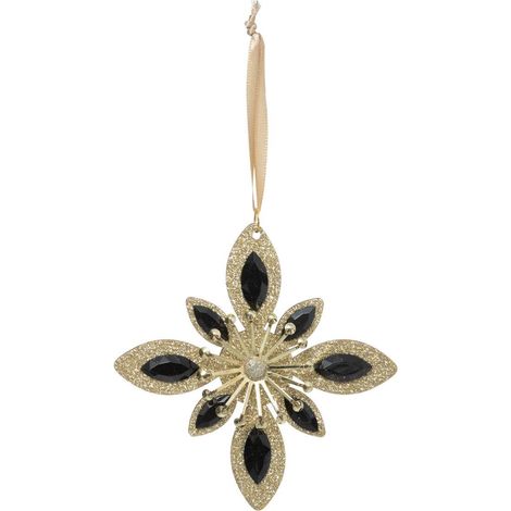 Décoration de sapin en bois étoile noir or 12cm - Atmosphera créateur d'intérieur