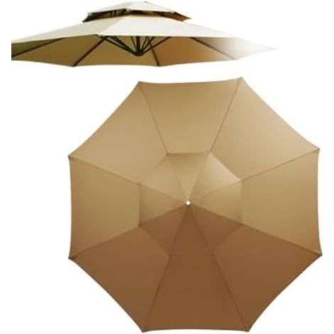 Remplacement de la Toile de Parasol à Double Toit, 3M,8 Baleines, Remplacement de la Housse de Parasol de marché, Toile de Parasol en PorteàFaux décalée, auvent de Parasol de (1/5)