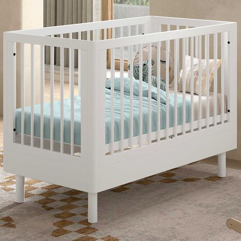 Lit de bébé Forrest 60x120cm - réglable - bois de hêtre blanc (1/5)