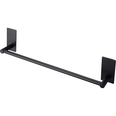 Porte-serviettes en acier inoxydable sans perforation, porte-serviettes autocollant, 50 cm, noir (1/5)