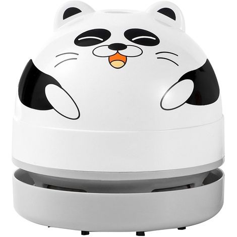 Niedlicher Tischstaubsauger im Tierdesign, Mini-USB-Ladegerät mit 360° drehbarer kabelloser Tastatur für das Homeoffice (Panda)
