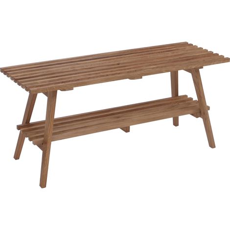 Banco para vestíbulo MCA HHG-389, banco con zapatero, zapatero, banco para zapatos, banco para pasillo, 45 x 100 x 35 cm, madera maciza de roble