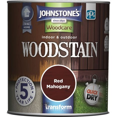 Johnstones Woodcare Indoor and Outdoor Woodstain Paint - 250ml - Red Mahogany