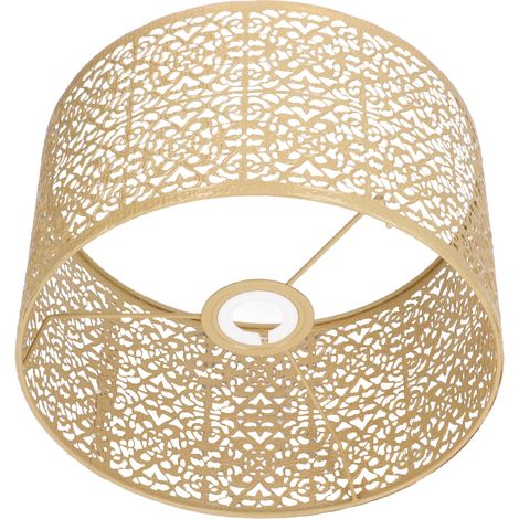Abat-jour ajouré en métal, culot E27/E14, usage universel, bonne dissipation de la chaleur, finition dorée. (1/5)