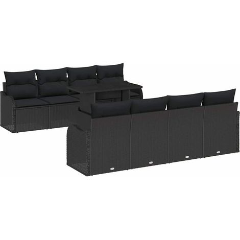 Maison Exclusive - Conjunto de sofá de jardín 9 pcs Negro Rattan (1/5)
