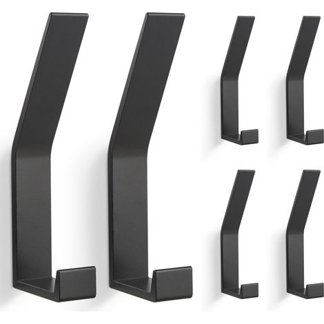 6 PCs Patères, Porte Manteau Mural (Vis Invisibles), Crochet Porte Manteau Moderne pour Vestes, Manteaux, Vêtements, écharpes, Sacs à Main et Plus (Noir)