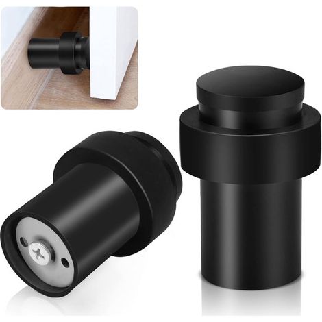 Butoirs de porte en acier inoxydable noir 50 mm, butoirs de protection pour montage au sol ou mural (1/5)