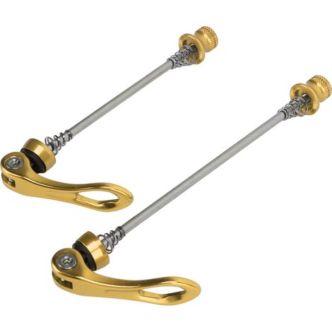 Lot de 2 leviers de serrage rapide pour vélo, amovibles et faciles à remplacer. Légers et disponibles en 4 couleurs (dorés). Compatibles VTT et vélo de route. (1/5)