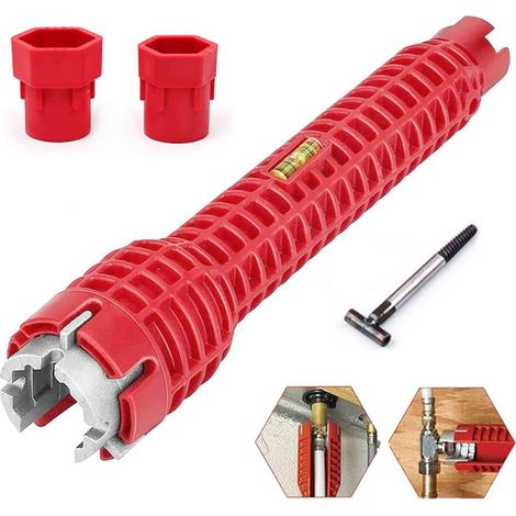 Clé de robinet, outil de montage de robinet, clé 8 en 1, clé d'écrou de robinet, accessoire multifonction pour éviers de cuisine, robinets, toilettes (1/5)
