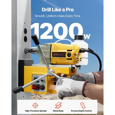 Perceuse Magnétique 1200 W, Perceuse à Colonne Force 12500 N, Vitesse Variable, Max. Diamètre d'Alésage 40 mm, avec 2 Forets de Car… (1/5)