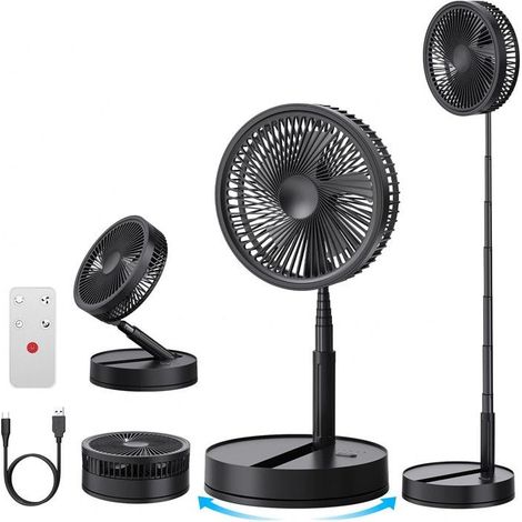 Ventilateur sur Pied Portable Silencieux avec Télécommande,4 Vitesses,22cm 8000mAh USB Rechargeable Pliable Fan pour Sol/Table Basse (1/5)