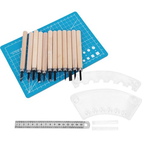 1 jeu d'outils de sculpture sur bois, ciseau en acier, outil à main professionnel pour le travail du bois, support B1 (1/5)