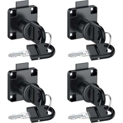 4PCS serrure à came avec clé identique, verrou de sécurité d'armoire pour placard, tiroir, armoire de rangement, armoire de rangement, boîte aux lettres, tiroir, maison noir (1/4)