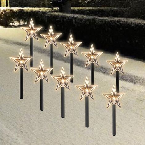 10 pezzi - Lampada da giardino con picchetto - Illuminazione da giardino - Lampada da giardino a stella - Illuminazione da giardino per esterni - Illuminazione esterna a LED - Illuminazione d'atmosfer (1/4)