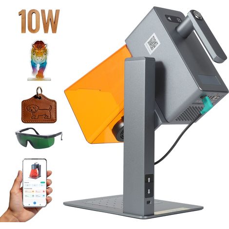 Graveur laser portable, haute vitesse 5000 mm/s, 12 W, laser bleu, précision de gravure 0,01 x 0,01 mm, outil de gravure DIY, pour bois, acrylique, cuir, tissu, classe 4 (1/5)