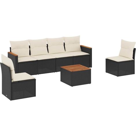 Maison Exclusive - Set Divani da Giardino con Cuscini 7pz Nero Polyrattan (1/5)