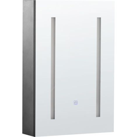 Armario de pared blanco LED 40 x 60 cm con espejo almacenamiento baño minimalista moderno Cameron (1/5)