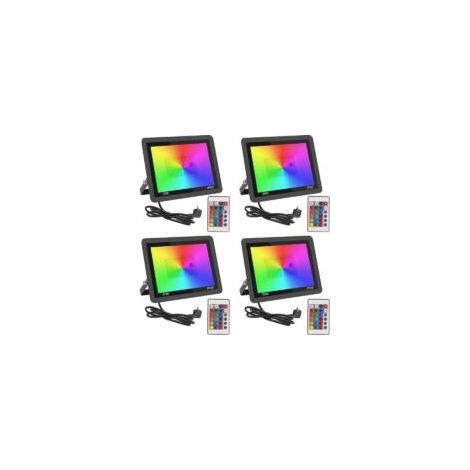 30W RGB LED-Außenstrahler, Farb-LED-Spot mit Fernbedienung, 16 Farben, 4 Modi, dimmbare Außenwandleuchte, IP66 wasserdichte Gartenleuchte für Hof, Terrasse, Weihnachten, Partys, DJ - 4 Stück [C - Crez (1/4)