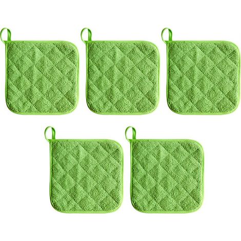 Maniques en coton, lavables en machine, résistantes à la chaleur, dessous de plat, supports de cuisson (verts) (1/5)