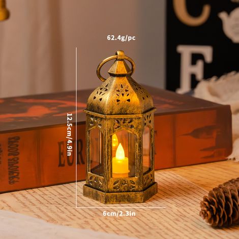 Lampe de style rétro européen, petite lanterne, bougeoir, lampe de poche, veilleuse décorative d'ambiance, lampe d'ambiance p(Y040) (1/5)