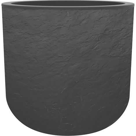 EDA – Pot de fleurs rond en plastique anthracite – Ø 40 cm – Hauteur 36,8 cm – Contenance 32,5 L – Réserve d'eau intégrée (1/5)