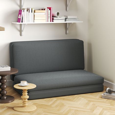 Sillón reclinable plegable 3 en 1, colchón para invitados, divisible, 138 cm de ancho, gris oscuro. (1/5)