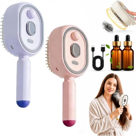 Peigne de massage électrique à coussin d'air auto-nettoyant, brosse à vapeur électrique rechargeable pour cheveux, brosse à vapeur électrique rechargeable pour cheveux, réduit les frisottis, nourrit (1/5)