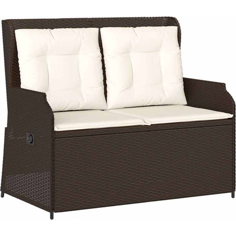 Banc de jardin,Banquette de jardin,Chaise avec coussin Marron Poly rotin CFW90786 (1/5)
