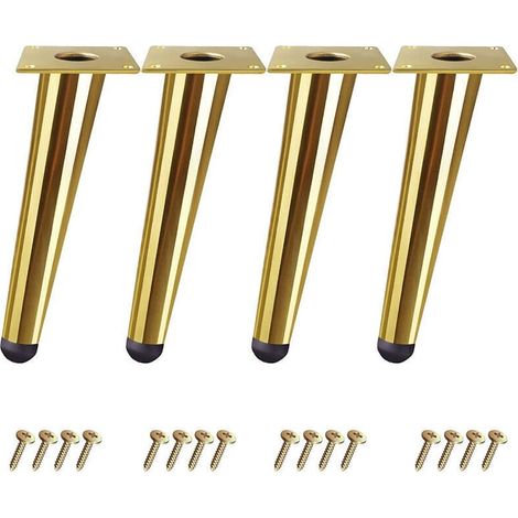 4x Pieds Meubles en Bois 5cm Pieds pour Table Lit Armoire avec Plaques de Montage et Vis (1/4)