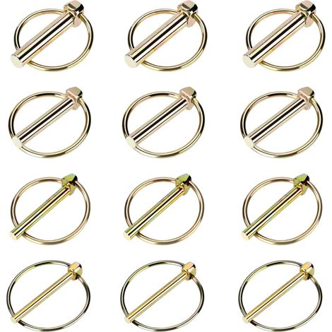 Perni di sicurezza rotondi con anello, perni di bloccaggio, perni di sicurezza per rimorchi, trattori, veicoli agricoli, M4.5, M6, M8, M10, 12 pezzi (1/5)