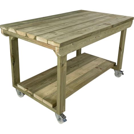 Wooden Super Heavy Duty Indoor / Outdoor Workbench, 3ft(90cm) Depth, 5ft(150cm) length, With wheels
