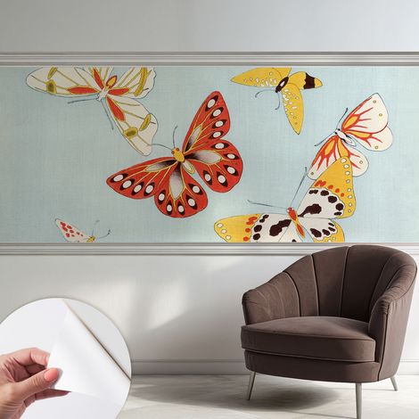 Papier peint autocollant avec imprimé pour intérieur moderne application facile a motif Papillons artistiques 250x104 cm (1/5)
