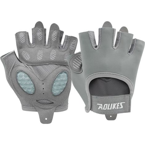 (Gris, Taille M) Gants de sport respirants, unisexes, adaptés au cyclisme et à l'entraînement de musculation en salle de sport.