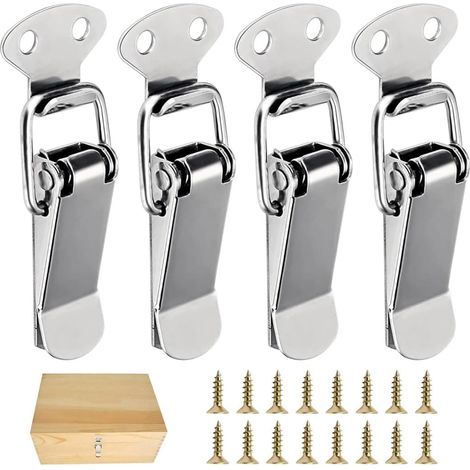 Fermoirs de Tension en Acier Laminé à Froid Argenté, 72 mm x 16 mm, avec 16 Vis, pour Portes, Armoires, Valises, Boîtes à Outils (1/5)
