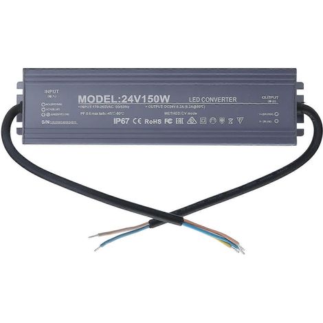 IP67 Wasserdichtes Netzteil LED-Treiber Transformator Spannungswandler Adapter AC170‐265V Eingang24V 6.