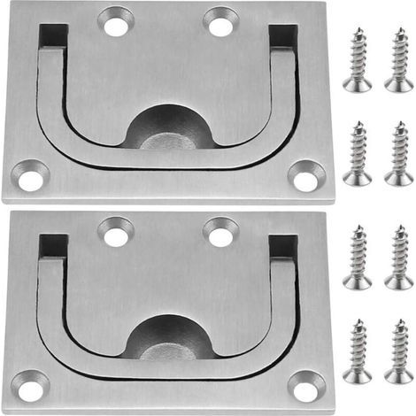 2 Pcs Poignée de Trappe pour Bateaux en Acier Inoxydable Poignée Casier de Trappe Affleurantes avec Vis pour Meuble Yacht Boat (1/5)