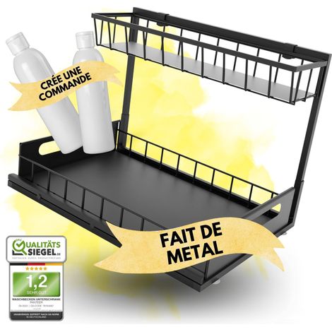 Étagère sous évier - Grande capacité - Organiseur de cuisine - Durable en métal - Rangement de cuisine - Utilisable comme étagère à épices ou organisateur de produits de nettoyage (1/5)