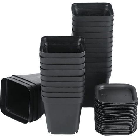 ZOLGINAH Lot de 24 Pots de Fleurs en Plastique Noir, 7 x 8 cm, pour Plantes succulentes, Petites Plantes en Pot (1/4)
