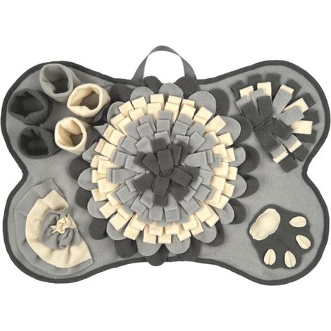 Tapis Fouille Chien, Tapis de Chien Snuffle Mat, Tapis de Fouille Alimentation Lente Jouet Tapis Reniflant de Chien Couverture Pliable, Lavable - Gris (1/5)
