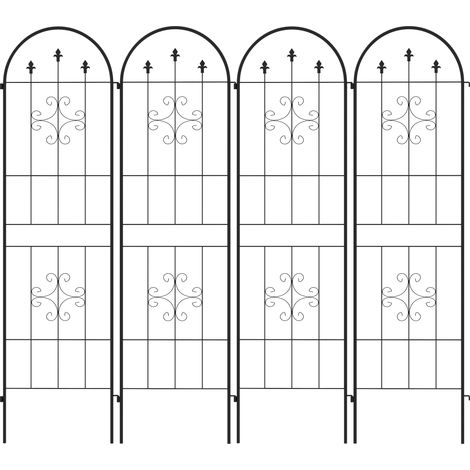 Set mit 4 schwarzen Stahl-Pflanzenstützen für Kletterpflanzen, 50 x 180 cm