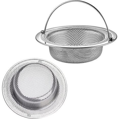 Spülbeckenfilter Küche, 2 Stück Spülbecken Sieb mit Edelstahlgriff, Spülbeckensieb Küche, Spülbeckenstöpsel Küche, für Küchen-/Badezimmer Spülbecken Verstopfungsschutz (11 cm Durchmesser) (1/5)