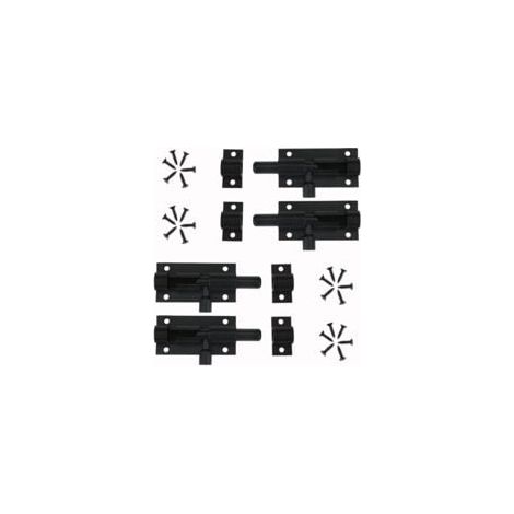 Shining House – Loquet et targette de porte en alliage d'aluminium noir – Lot de 4 pièces avec 24 vis – Résistant à l'usure et à la corrosion – Installation facile (1/5)