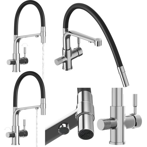 Mitigeur Cuisine 3 Voies Chromé Granitan Node pour Filtration d'Eau (1/5)