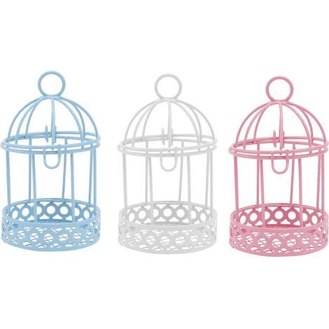 Lot de 3 mini-cages à oiseaux décoratives de bureau, ornées de motifs exquis.-8.80X5.50X5.50CM (1/4)