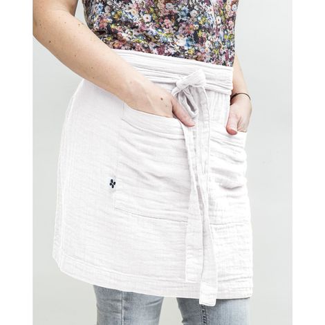 Tablier gaze de coton 45 x 80 cm Gaia Blanc (1/4)