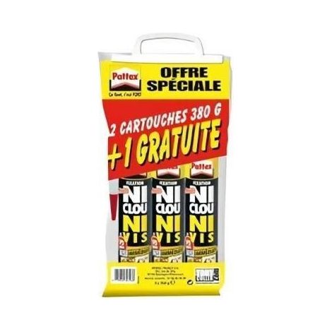 PATTEX No nails or screws Ideal Wood Fix - Pack of 2 380g cartridges + 1 free (1/5)